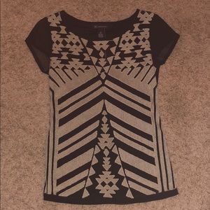 INC black and gold short sleeve blouse. Medium